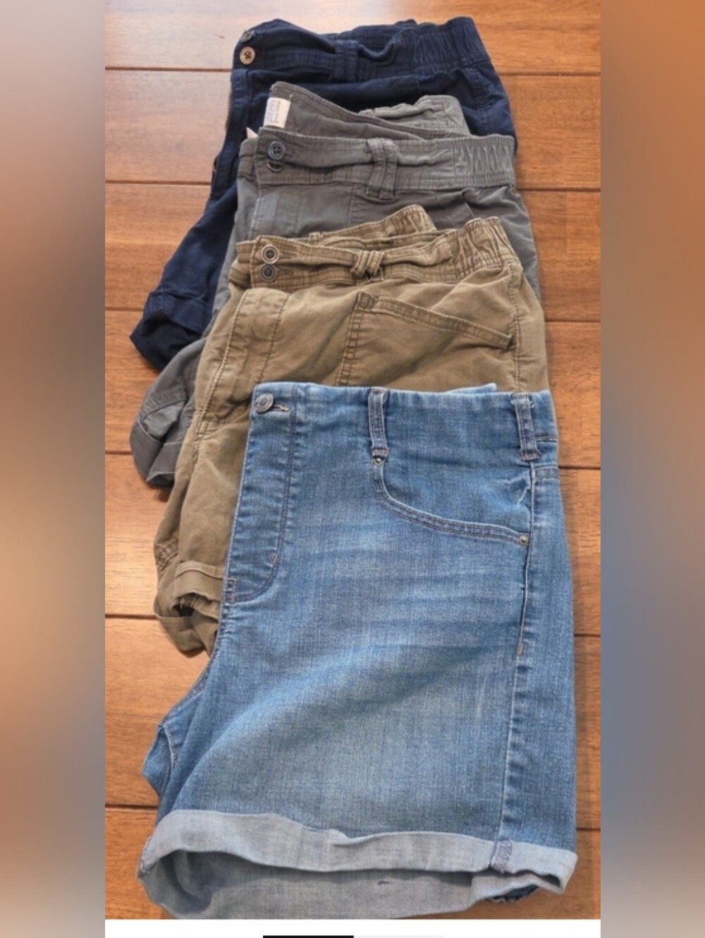 Casual Mixed Shorts Lot - Neutral Colors & Denim Size 14/16